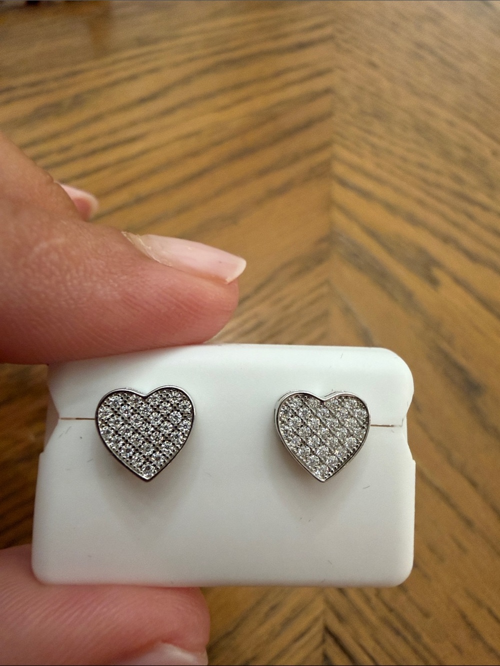 Sterling Silver Heart Pavé Moissanite Stud Earrings 1 CTW